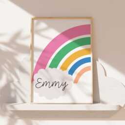 Set Of 3, Girls Bedroom Decor, Rainbow Prints, Colourful, Affirmation Nursery Playroom Wall Art, Big Sis Lil - thumbnail 2