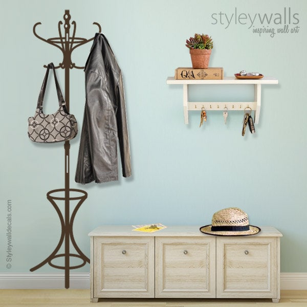Coat Rack Wall Decal, Hanger Sticker For Home Decor, Entrance Decor Office Decal - image 1