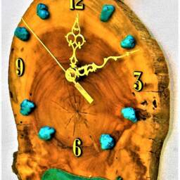 "Mountain Lion With Sunburst & Turquoise Stones Log Cabin Style 13"" X 8.5"" 1.5" - thumbnail 2