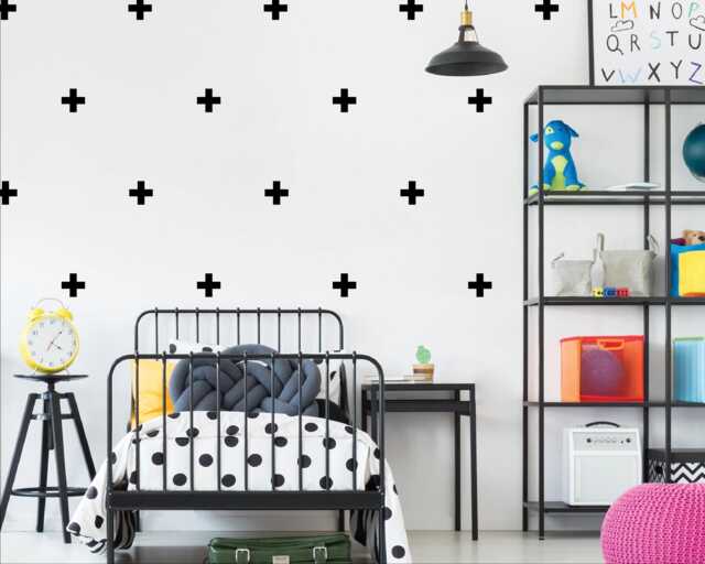 Plus Sign Wall Decals 70 Swiss Cross Stickers, Scandinavian Decor - image 1