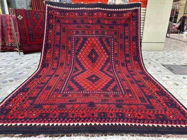 7.2x10.8 Ft, Southwestern Traditional Afghan Multicolor Thin-Soft Boho Kilim, Flatweave Hand-Knotted Any Room Rug - image 1
