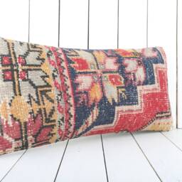 Handmade Kilim Lumbar Pillow Cover Turkish Home Decor - 12x24 Inch - thumbnail 2