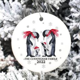 Personalised Family Christmas Penguin Bauble Family Christmas Tree Ornament, Decoration For Family, Portrait - thumbnail 4