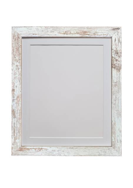 H7 Distressed White Wood Photo Frame With Mount - image 1