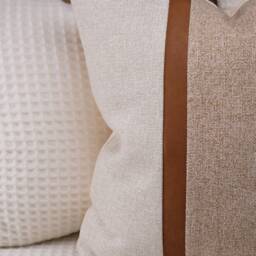 Calm Neutral Pillow Cover With Textured Fabric & Contrast Stripes - thumbnail 2