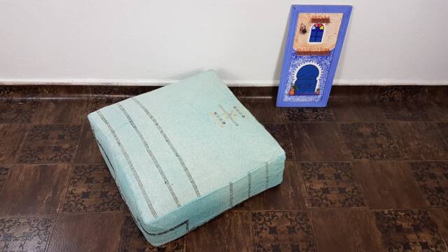 stuffed Floor Pillow Large Cushions Moroccan, Rug Pillows, Cactus Silk Floor Cushion, Square Pouf, Pillows, Sabra Silk Pouf - image 1