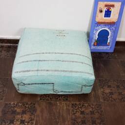 stuffed Floor Pillow Large Cushions Moroccan, Rug Pillows, Cactus Silk Floor Cushion, Square Pouf, Pillows, Sabra Silk Pouf - thumbnail 3