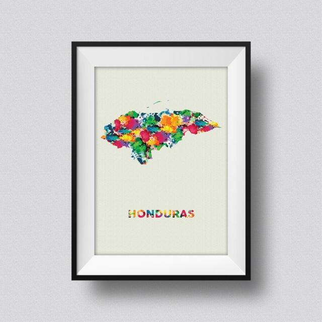 Honduras Watercolor Map Art Print Ink Splash Poster Canvas