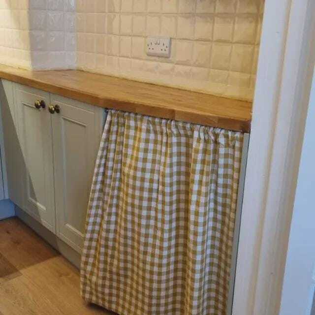 Rod Pocket Gingham Curtains, Sink Skirt, Checkered For Bathroom, Hanging Small Windows, Header Drapes Light Filtering Valances - image 1