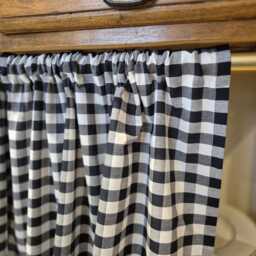 Rod Pocket Gingham Curtains, Sink Skirt, Checkered For Bathroom, Hanging Small Windows, Header Drapes Light Filtering Valances - thumbnail 4