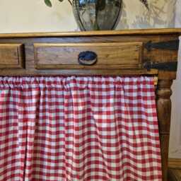 Rod Pocket Gingham Curtains, Sink Skirt, Checkered For Bathroom, Hanging Small Windows, Header Drapes Light Filtering Valances - thumbnail 2