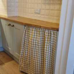 Rod Pocket Gingham Curtains, Sink Skirt, Checkered For Bathroom, Hanging Small Windows, Header Drapes Light Filtering Valances - thumbnail 1