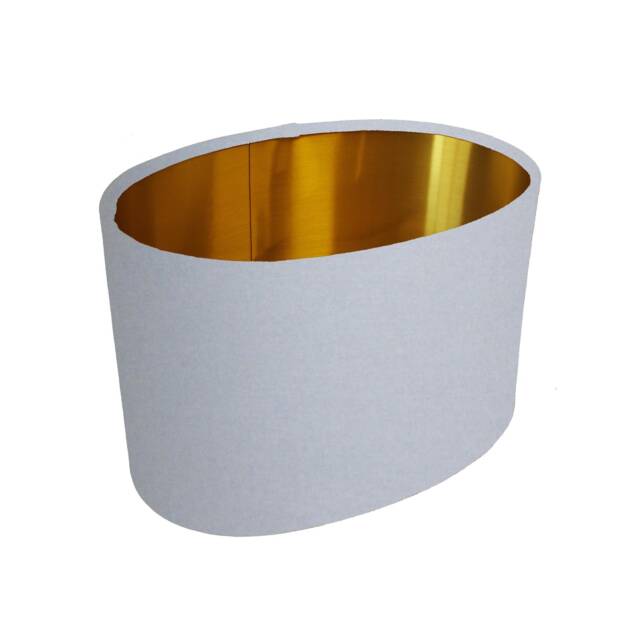 Grey Oval Drum Lampshade, Cotton With Gold Lining - image 1