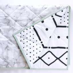 Baby Quilt - Marble & Mudcloth Baby Blanket, Gift, Modern Nursery Decor, Bedding - thumbnail 1