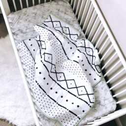 Baby Quilt - Marble & Mudcloth Baby Blanket, Gift, Modern Nursery Decor, Bedding - thumbnail 2