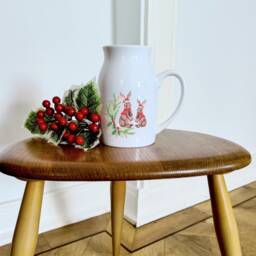 Festive Rabbits Christmas Ceramic Vase - Rabbit Decoration Flower Jug Decor - thumbnail 2