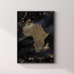 Africa Map Fingerprint Black & Gold Metallic Foil Wall Art Print - Roots Gift - thumbnail 3