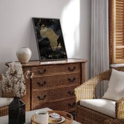 Africa Map Fingerprint Black & Gold Metallic Foil Wall Art Print - Roots Gift - thumbnail 2