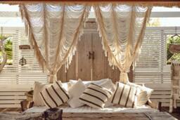 Large Macrame Cotton Curtain, Boho Wedding Altar Decor - thumbnail 1