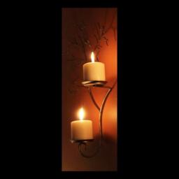 Large Left Hand Two Candle Metal Tree Sculpture Wall Sconces For Votive & Pillar Candles - thumbnail 3