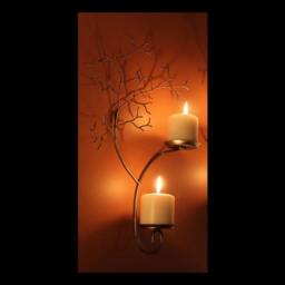 Large Left Hand Two Candle Metal Tree Sculpture Wall Sconces For Votive & Pillar Candles - thumbnail 2