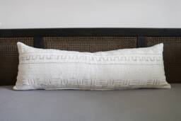 "12 - White Mudcloth Pillow Cover 12"" X 35" - thumbnail 1