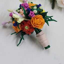 Wedding Bouquet Mini Replica Custom Ornament - Gift First Anniversary Newlyweds Clay Shop - thumbnail 4