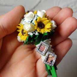 Wedding Bouquet Mini Replica Custom Ornament - Gift First Anniversary Newlyweds Clay Shop - thumbnail 4