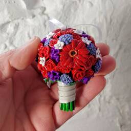 Wedding Bouquet Mini Replica Custom Ornament - Gift First Anniversary Newlyweds Clay Shop - thumbnail 3