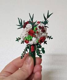 Wedding Bouquet Mini Replica Custom Ornament - Gift First Anniversary Newlyweds Clay Shop - thumbnail 1