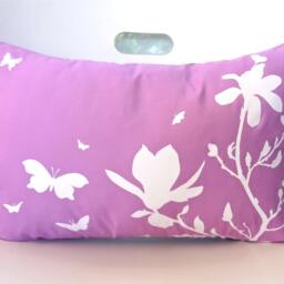 Lavender Magnolia Pillow Butterfly Accent, Floral Throw Pillow - 12x18 - thumbnail 2