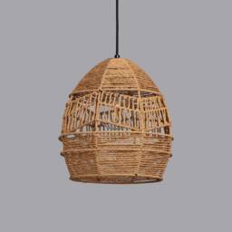 Fiby - Bohemian Pendant Lamp With Natural Fiber Shade Boho Lighting Home Decor - thumbnail 1