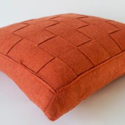 Burnt Orange Pillow Covers, Felt Weave Pillows, Decorative Wool Mat Pillow, Wedding Gifts, Decor - thumbnail 3