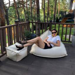 Bean Bag Chair, Linen Floor Cushion, Seat Lounge Pouf, Scandinavian Meditation Pillow - thumbnail 2