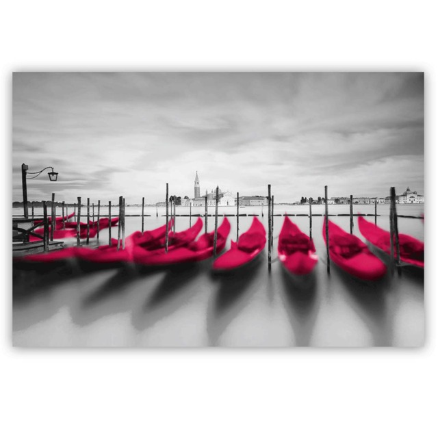 "The Red Boats Canvas Wall Art 48""x32" - image 1