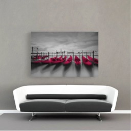 "The Red Boats Canvas Wall Art 48""x32" - thumbnail 3