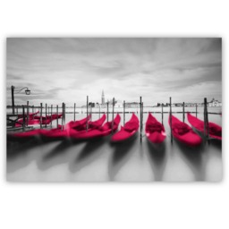 "The Red Boats Canvas Wall Art 48""x32"