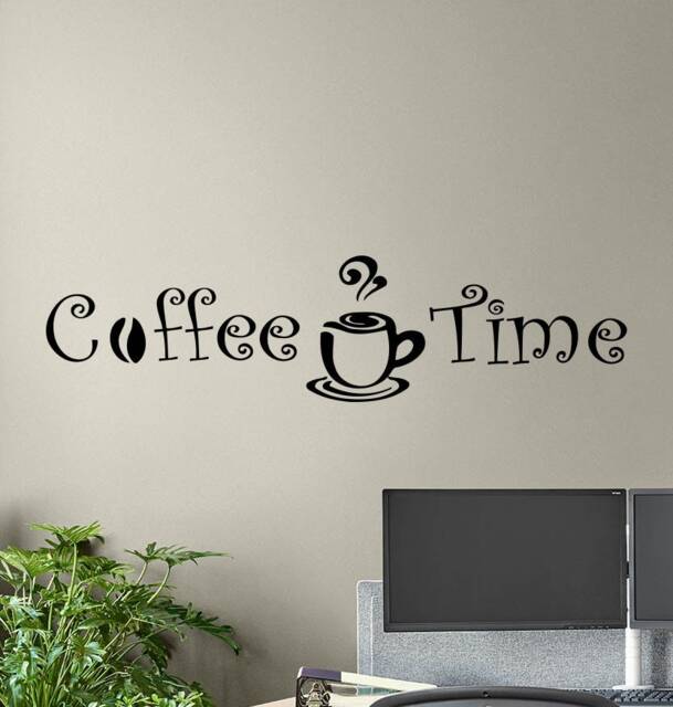 Coffee Time Wall Decal Office Poster Sign Stencil Quote Vinyl Sticker Dining Room Kitchen Decor Art 5-4/2 - image 1
