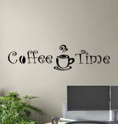 Coffee Time Wall Decal Office Poster Sign Stencil Quote Vinyl Sticker Dining Room Kitchen Decor Art 5-4/2 - thumbnail 1