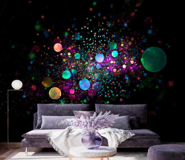 Bubbles Rainbow Colors Wall Mural Bedroom Dark & Rainbow Sticker Magic Ceiling Murals Backdrop Papers Customizable Decal - image 1