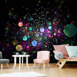 Bubbles Rainbow Colors Wall Mural Bedroom Dark & Rainbow Sticker Magic Ceiling Murals Backdrop Papers Customizable Decal - thumbnail 3