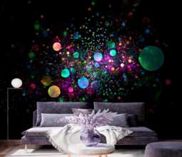 Bubbles Rainbow Colors Wall Mural Bedroom Dark & Rainbow Sticker Magic Ceiling Murals Backdrop Papers Customizable Decal - thumbnail 1