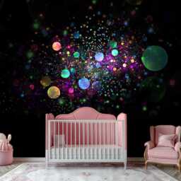 Bubbles Rainbow Colors Wall Mural Bedroom Dark & Rainbow Sticker Magic Ceiling Murals Backdrop Papers Customizable Decal - thumbnail 2