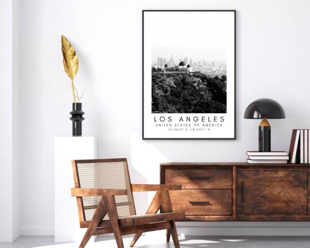 Los Angeles Print Minimalist Black & White Landmark Art - image 1