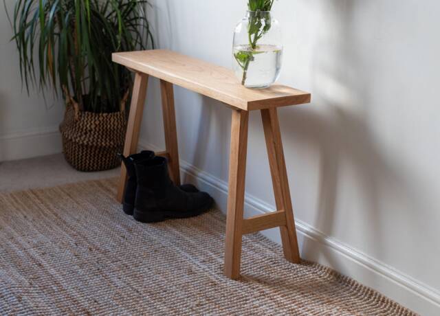 Hallway Shoe Bench in Light Oak, Bench For Porch, Mudroom, Entrance Hall, Small Seat Shoes, Made England - image 1