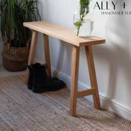 Hallway Shoe Bench in Light Oak, Bench For Porch, Mudroom, Entrance Hall, Small Seat Shoes, Made England - thumbnail 4