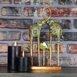 Handcrafted Elephant Family Statue Devotional Home Office Decor Bookshelf & Entryway Table Sculpture - thumbnail 2