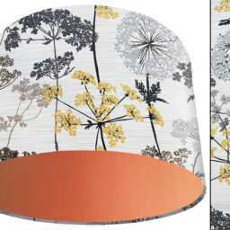 Farmhouse Style Rustic Lampshade, Grey & Yellow Cow Parsley Print Light Shade - thumbnail 4