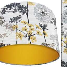 Farmhouse Style Rustic Lampshade, Grey & Yellow Cow Parsley Print Light Shade - thumbnail 3