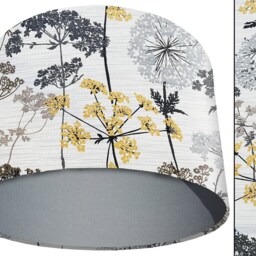 Farmhouse Style Rustic Lampshade, Grey & Yellow Cow Parsley Print Light Shade - thumbnail 2